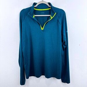 Brooks Mens Large Dash 1/2 Zip Running Long Sleeve‎ 1/4 Zip Teal Blue Athletic